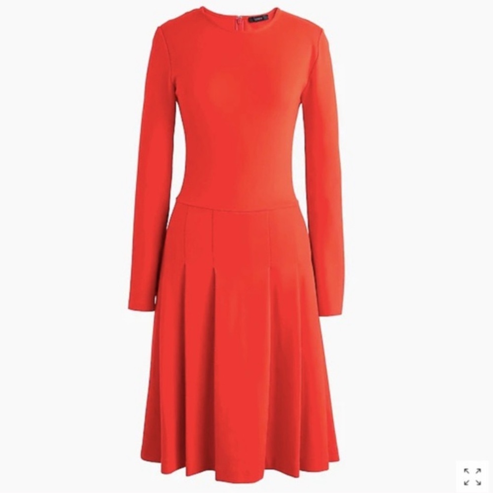 J Crew Red Pleated Ponte Dress